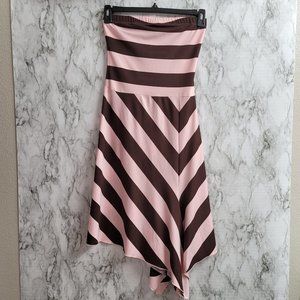 B. Smart Strapless Dress with Pink and Brown Strip
